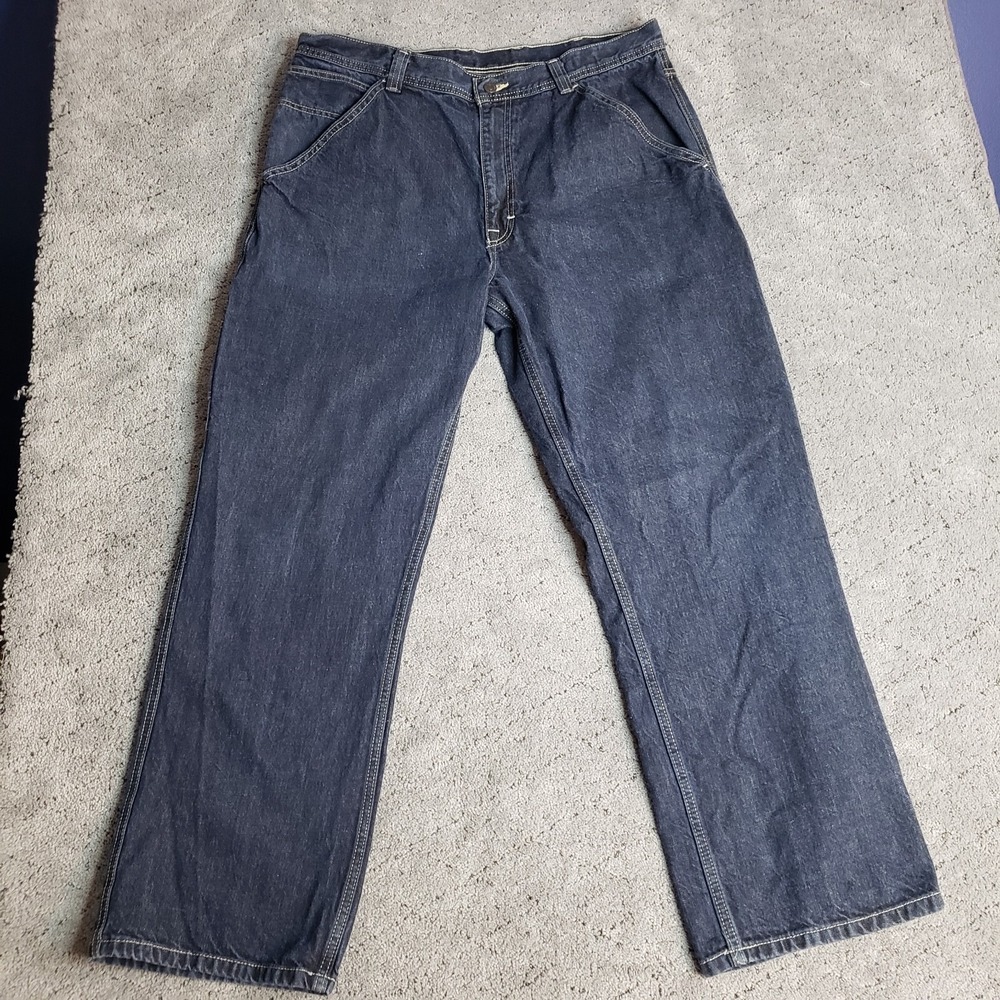 Arizona Jeans Mens 38x32 Dark Blue Carpenter Wide Leg Denim Loose Streetwear